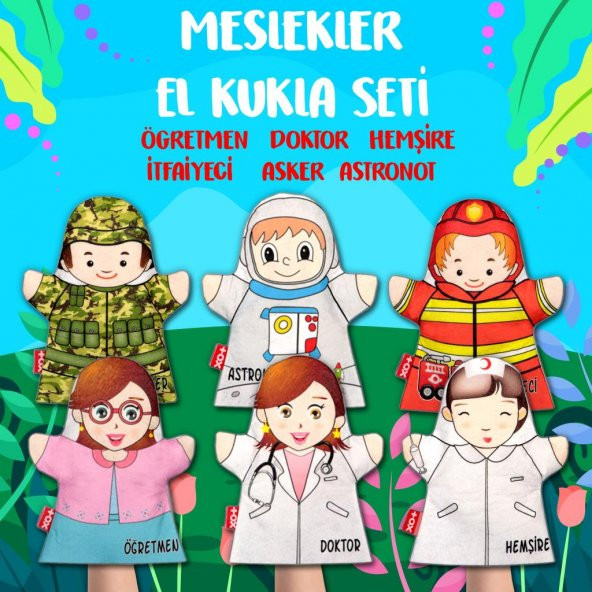6 Parça Tox Meslekler El Kukla Set , Eğitici Oyuncak - 2