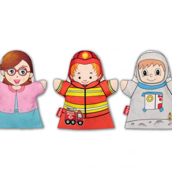 6 Parça Tox Meslekler El Kukla Set , Eğitici Oyuncak - 8