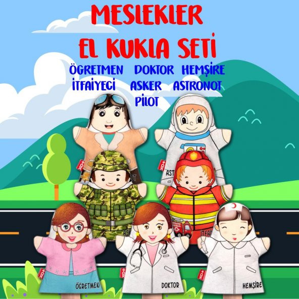 7 Parça Tox Meslekler El Kukla Set , Eğitici Oyuncak - 2