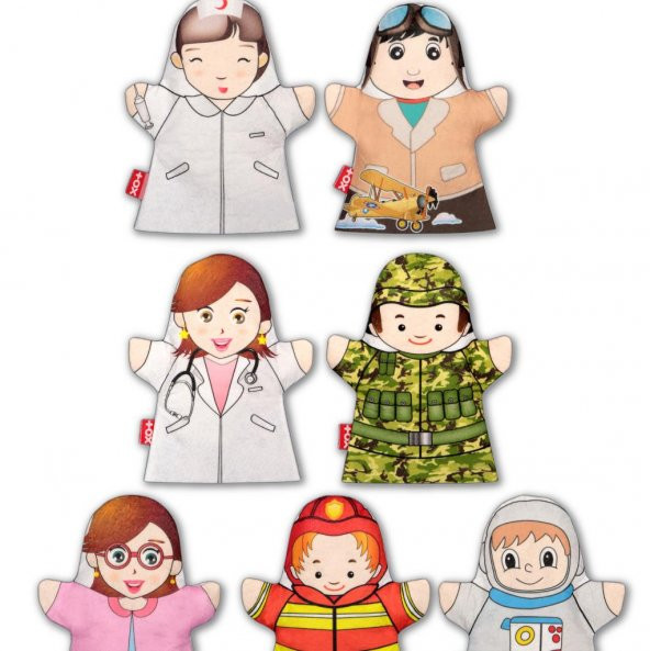 7 Parça Tox Meslekler El Kukla Set , Eğitici Oyuncak - 3
