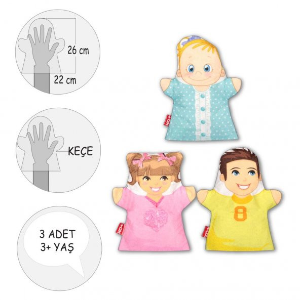 3 Parça Tox Kardeşler El Kukla Set , Eğitici Oyuncak - 4