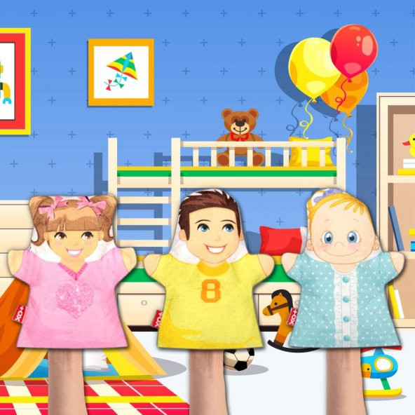 3 Parça Tox Kardeşler El Kukla Set , Eğitici Oyuncak - 10