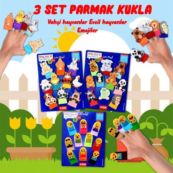 3 Set - 30 Parça Tox Evcil , Vahşi Hayvanlar ve Emojiler Parmak Kukla T772 T782 T106 - 2