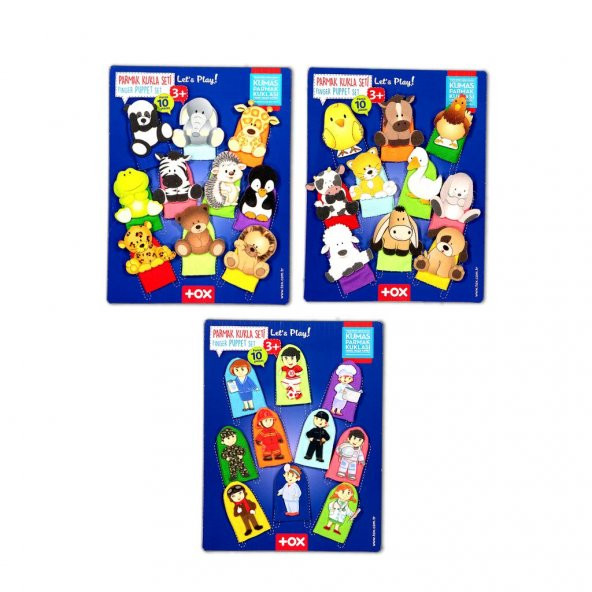 3 Set - 30 Parça Tox Evcil , Vahşi Hayvanlar ve Meslekler Parmak Kukla T771 T781 T761