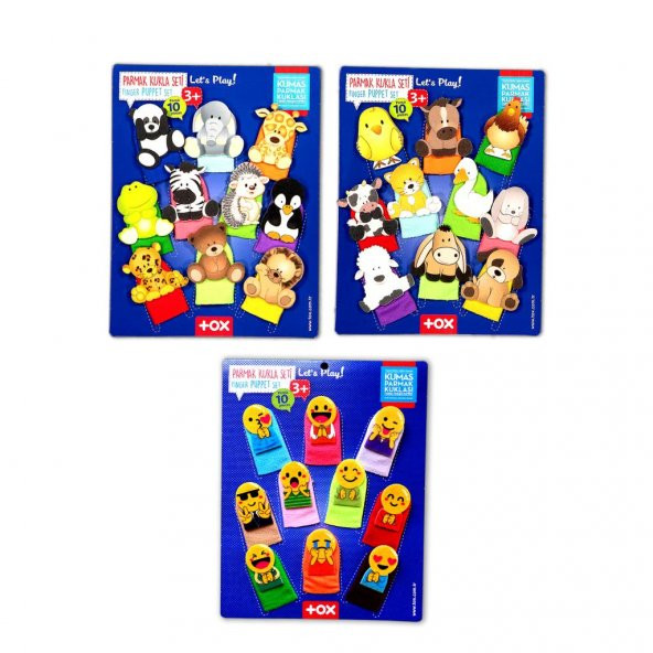 3 Set - 30 Parça Tox Evcil , Vahşi Hayvanlar ve Emojiler Parmak Kukla T771 T781 T106