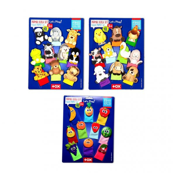 3 Set - 30 Parça Tox Evcil , Vahşi Hayvanlar ve Meyveler Parmak Kukla T771 T781 T105