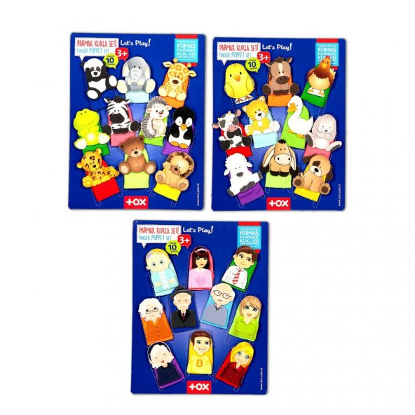 3 Set - 30 Parça Tox Evcil , Vahşi Hayvanlar ve Aile Parmak Kukla T771 T781 T751 ürün görseli 1