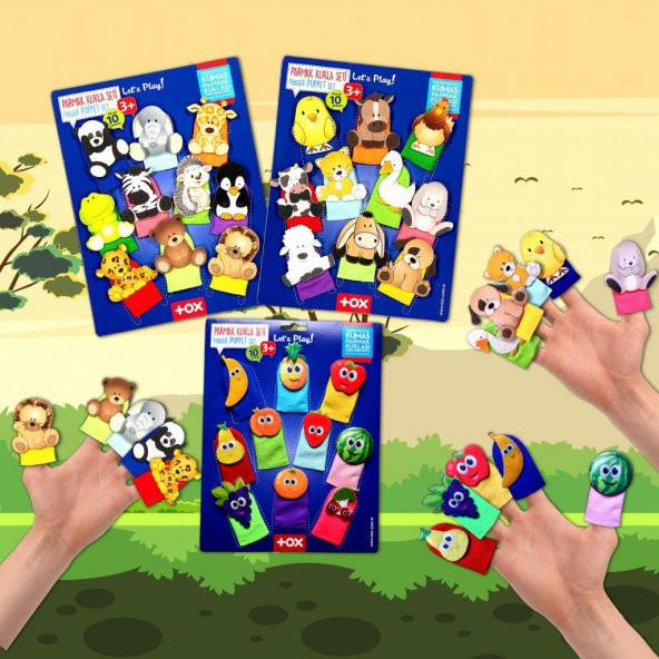 3 Set - 30 Parça Tox Evcil , Vahşi Hayvanlar ve Meyveler Parmak Kukla T771 T781 T105 - 9