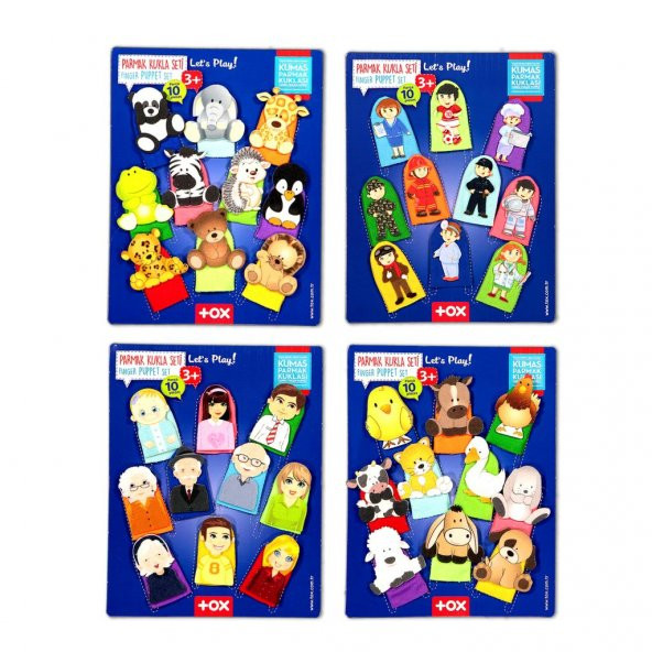 4 Set - 40 Parça Tox Meslekler, Aile Bireyleri, Evcil ve Vahşi Hayvanlar Parmak Kukla T771 T781 T761 T751 - 4