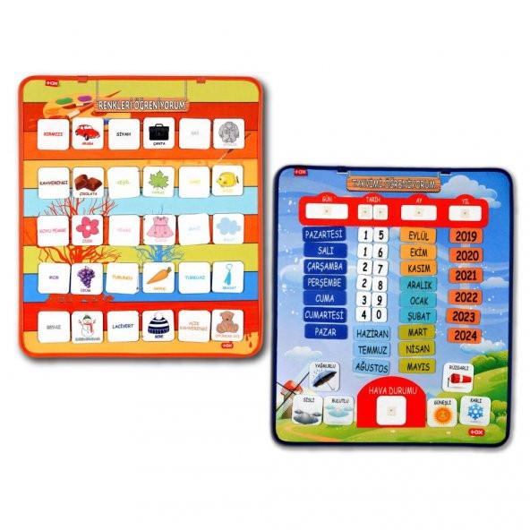 2 Set - 73 Parça Takvimi ve Renkleri Öğreniyorum Keçe Cırtlı Duvar Panoları , Eğitici Oyuncak