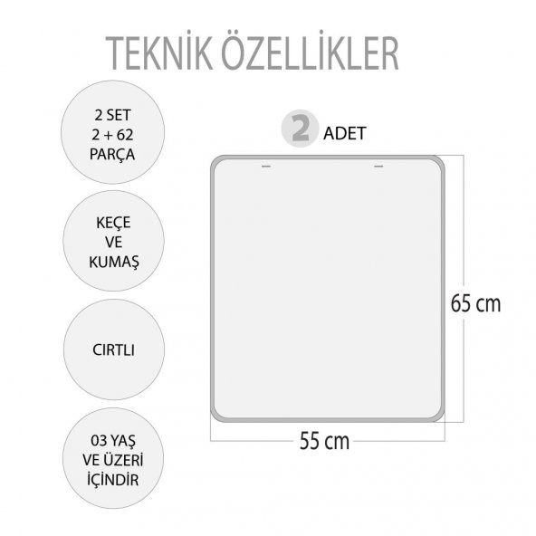 2 Set - 62 Parça  İç Organlar ve Zıt Kavramlar Keçe Cırtlı Duvar Panoları , Eğitici Oyuncak - 3