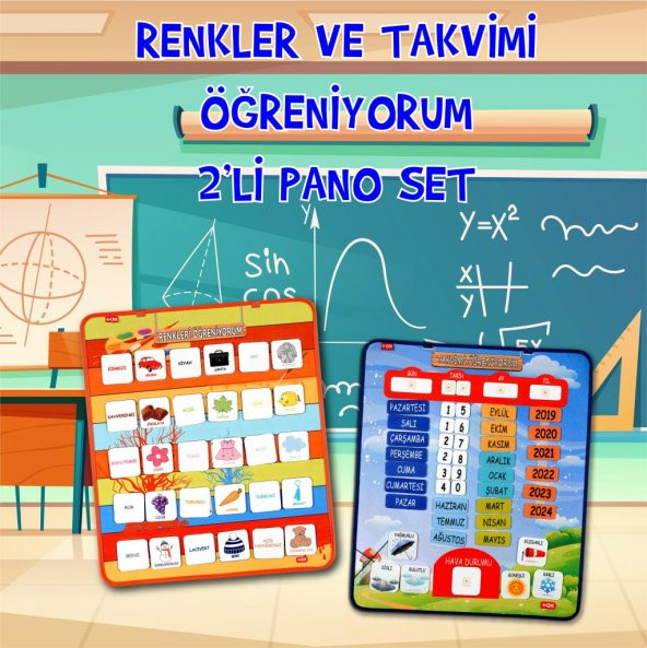 2 Set - 73 Parça Takvimi ve Renkleri Öğreniyorum Keçe Cırtlı Duvar Panoları , Eğitici Oyuncak - 2