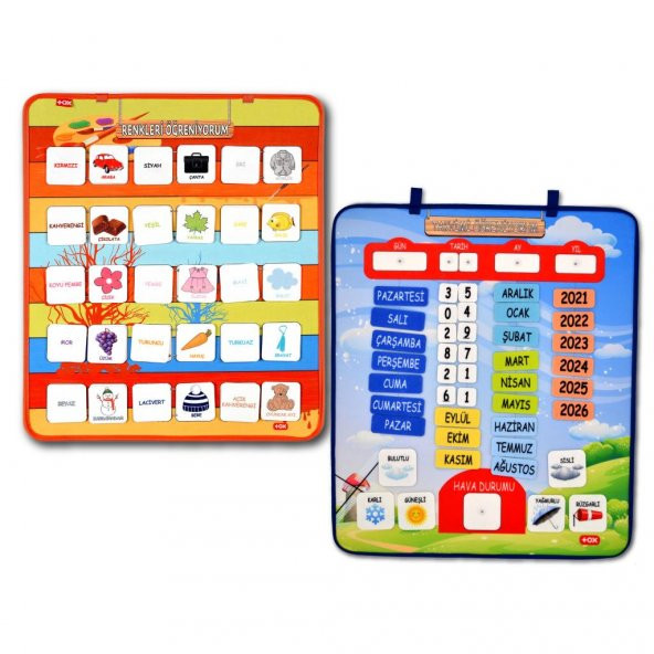 2 Set - 73 Parça Takvimi ve Renkleri Öğreniyorum Keçe Cırtlı Duvar Panoları , Eğitici Oyuncak - 6