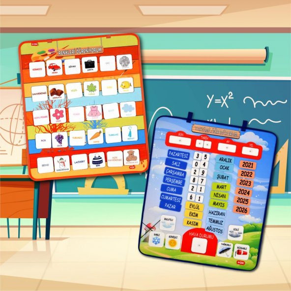 2 Set - 73 Parça Takvimi ve Renkleri Öğreniyorum Keçe Cırtlı Duvar Panoları , Eğitici Oyuncak - 7