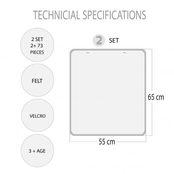 2 Set - 73 Parça Takvimi ve Renkleri Öğreniyorum Keçe Cırtlı Duvar Panoları , Eğitici Oyuncak - 8