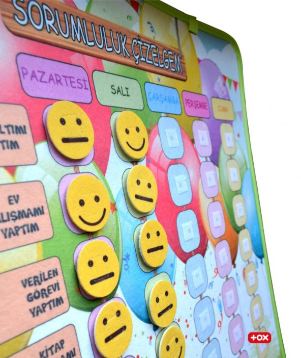 2 Set - 46 Parça Benim Programım ve Sorumluluk Çizelgem Keçe Cırtlı Duvar Panoları , Eğitici Oyuncak - 4