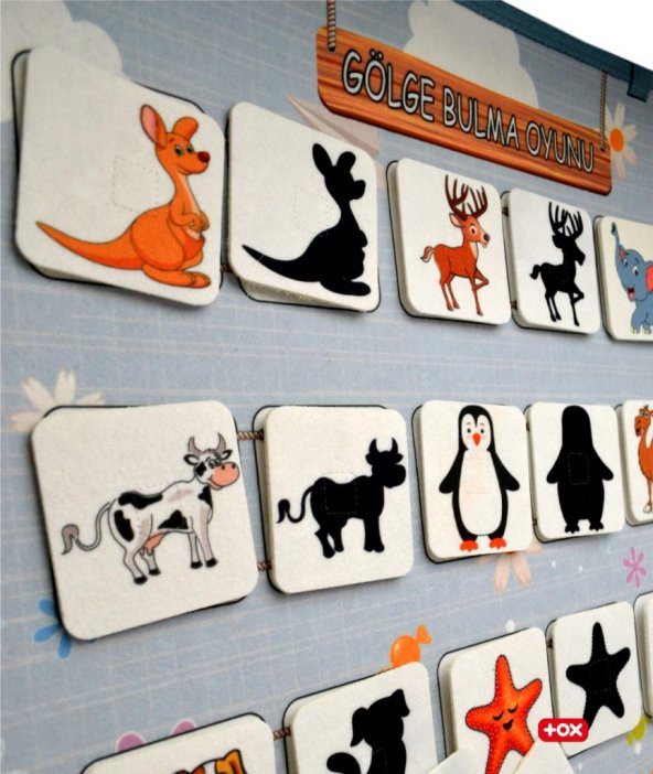 2 Set - 72 Parça  Zıt Kavramlar ve Gölge Eşleştirme Keçe Cırtlı Duvar Panoları , Eğitici Oyuncak - 5