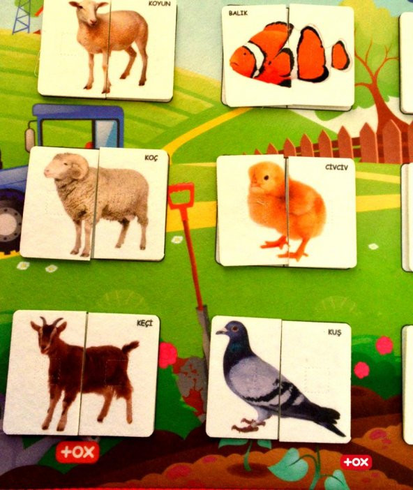 2 Set - 80 Parça Evcil ve Vahşi Parça Birleştirme Oyunu Keçe Cırtlı Duvar Panoları , Eğitici Oyuncak - 10