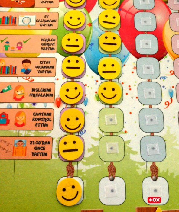 2 Set - 46 Parça Benim Programım ve Sorumluluk Çizelgem Keçe Cırtlı Duvar Panoları , Eğitici Oyuncak - 9