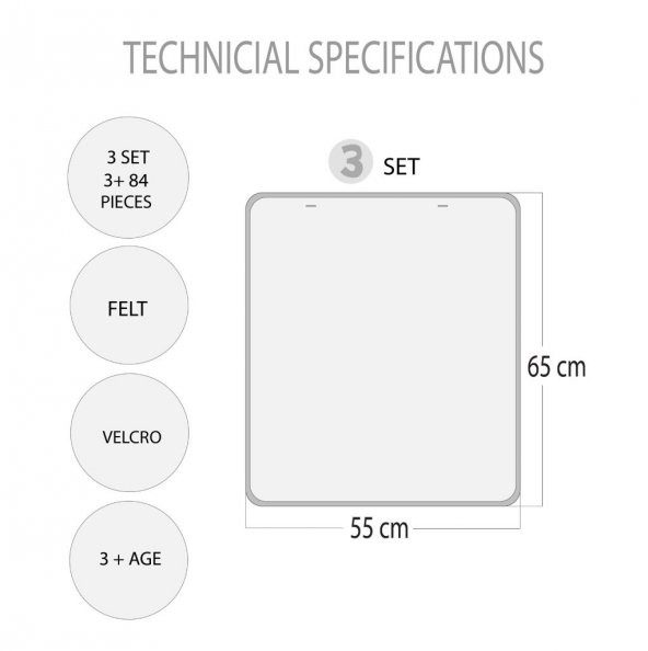 3 Set - 84 Parça Büyük - Küçük Meyve, Sıradakini Biliyorum Yaz ve Kış Oyunu Keçe Cırtlı Duvar Panoları , Eğitici Oyuncak - 8
