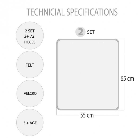 2 Set - 72 Parça  Zıt Kavramlar ve Gölge Eşleştirme Keçe Cırtlı Duvar Panoları , Eğitici Oyuncak - 8