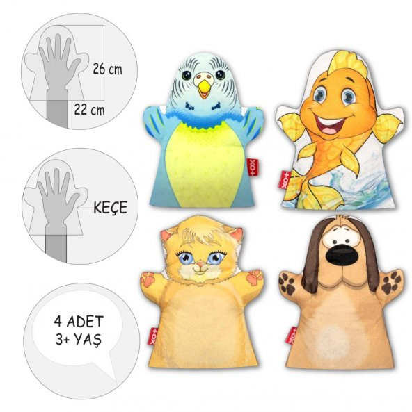 4 Parça Tox Evdeki Dostlarımız El Kukla Set , Eğitici Oyuncak - 5