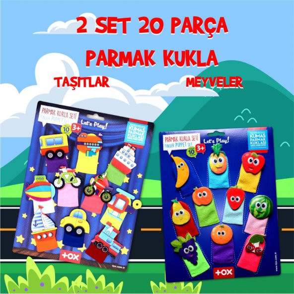 2 Set - 20 Parça Tox Taşıtlar ve Meyveler Parmak Kukla T105 T181 - 2