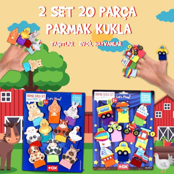 2 Set - 20 Parça Tox Taşıtlar ve Evcil Hayvanlar Parmak Kukla T772 T181 - 2