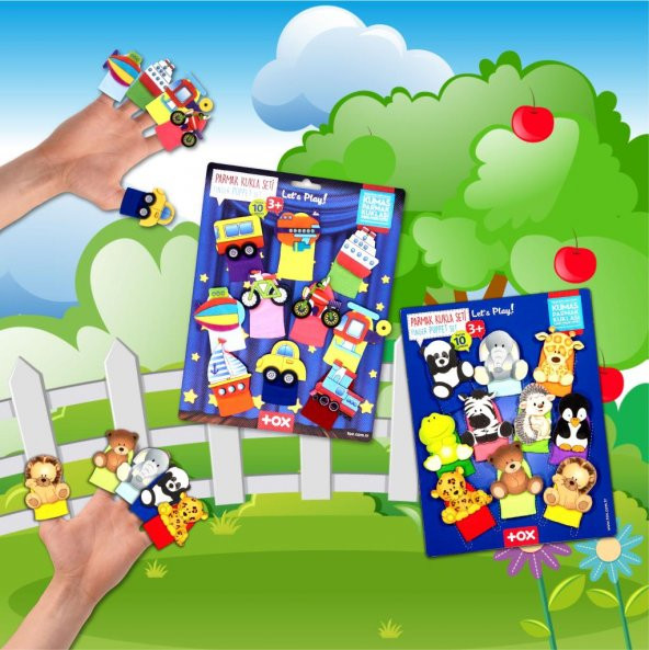 2 Set - 20 Parça Tox Taşıtlar ve Evcil Hayvanlar Parmak Kukla T781 T181 - 9