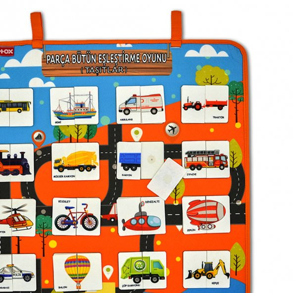 Parça Bütün Eşleştirme Oyunu (Taşıtlar) Keçe Cırtlı Duvar Panosu , Eğitici Oyuncak - 2