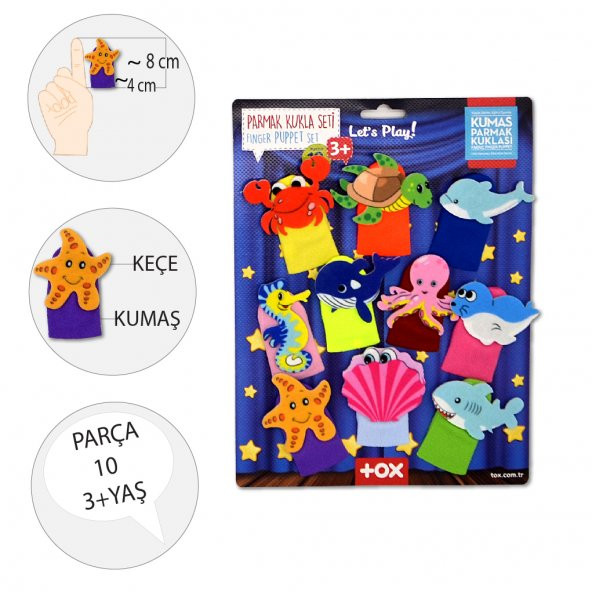 Tox Deniz Canlıları 10 Parça Parmak Kukla Set T221 - 3