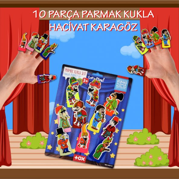 Tox Karagöz , Hacivat 10 Parça Parmak Kukla Set T224 - 2