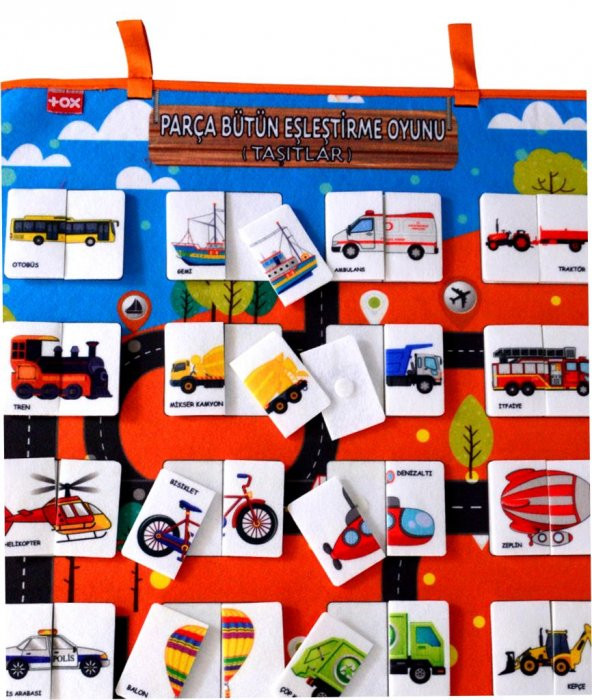 Parça Bütün Eşleştirme Oyunu (Taşıtlar) Keçe Cırtlı Duvar Panosu , Eğitici Oyuncak - 7