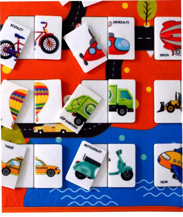 Parça Bütün Eşleştirme Oyunu (Taşıtlar) Keçe Cırtlı Duvar Panosu , Eğitici Oyuncak - 9
