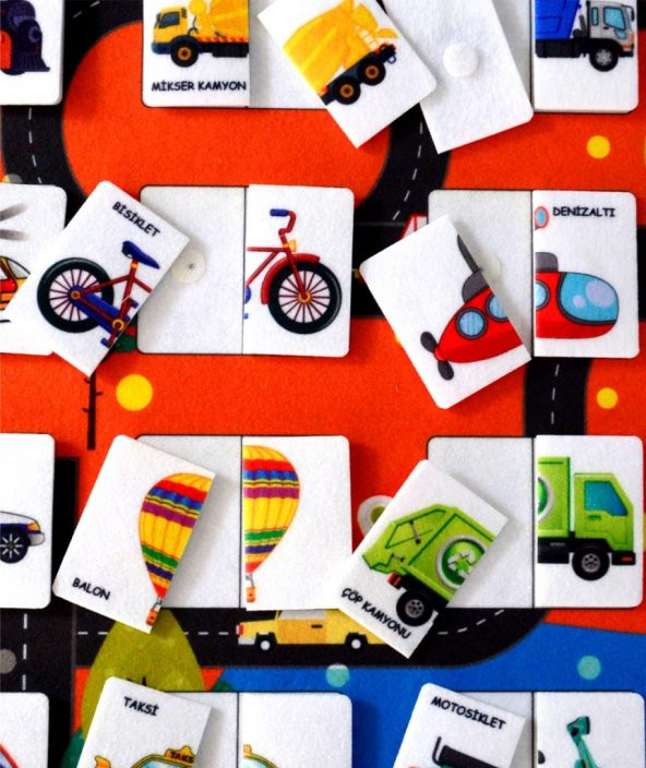 Parça Bütün Eşleştirme Oyunu (Taşıtlar) Keçe Cırtlı Duvar Panosu , Eğitici Oyuncak - 10