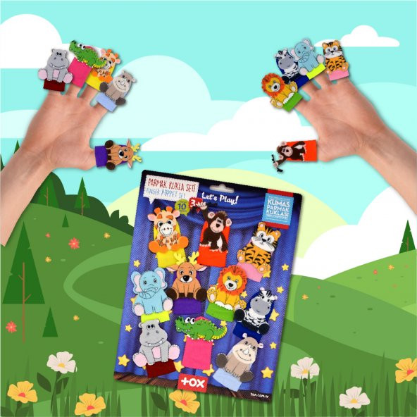 Tox Safari Hayvanları 10 Parça Parmak Kukla Set T223 - 5