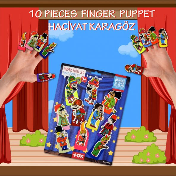 Tox Karagöz , Hacivat 10 Parça Parmak Kukla Set T224 - 7