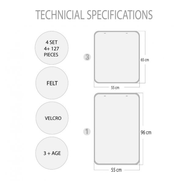 4 Set 127 Parça İskelet , İç Organlar Sistemi , Takvim ve Duyguları Öğreniyorum Keçe Cırtlı Duvar Panoları , Eğitici Oyuncak - 8