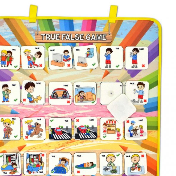 İngilizce Doğru ve Yanlış Keçe Cırtlı Duvar Panosu , Eğitici Oyuncak - 5