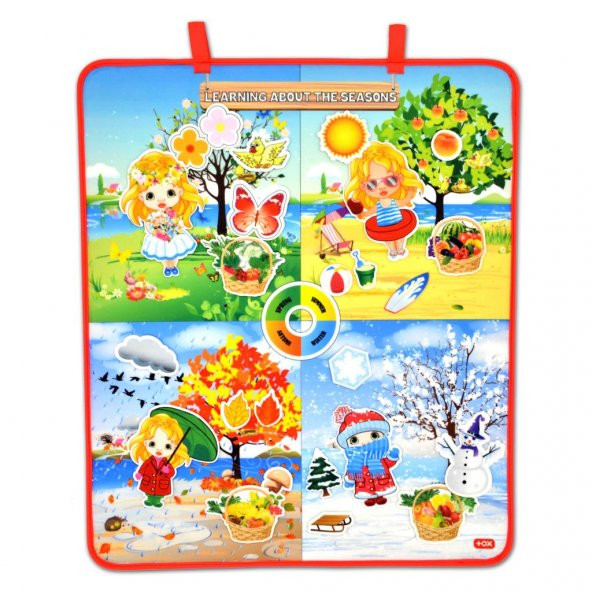 İngilizce Mevsimleri Öğreniyorum Keçe Cırtlı Duvar Panosu , Eğitici Oyuncak - 9