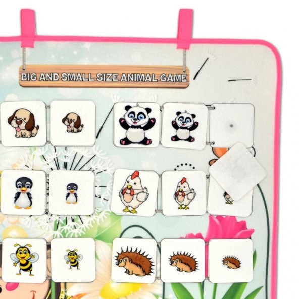 İngilizce Büyük - Küçük Hayvan Oyunu Keçe Cırtlı Duvar Panosu , Eğitici Oyuncak - 5