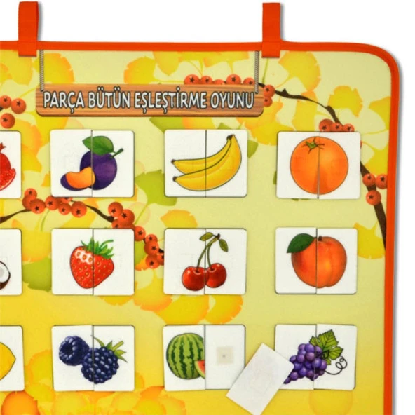 Parça Bütün Eşleştirme Oyunu (Meyveler) Keçe Cırtlı Duvar Panosu , Eğitici Oyuncak - 9