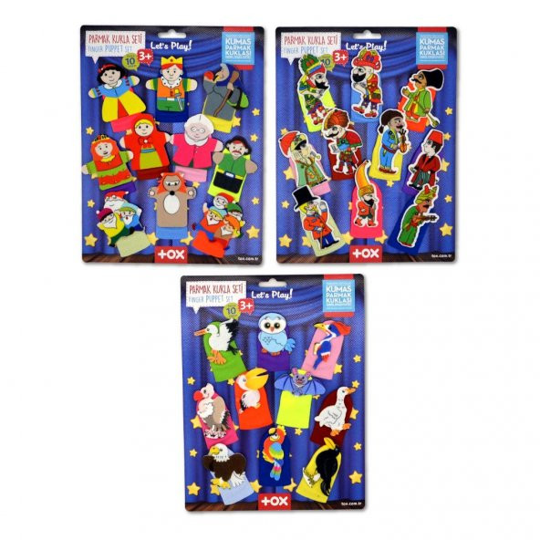 3 Set - 30 Parça Tox Hacivat Karagöz , Masal Kahramanları ve Uçan Hayvanlar Parmak Kukla T224 T225 T222 - 6