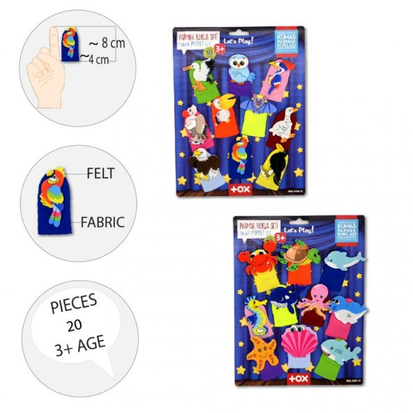 2 Set - 20 Parça Tox Deniz Canlıları ve Uçan Hayvanlar Parmak Kukla T221 T222 - 8