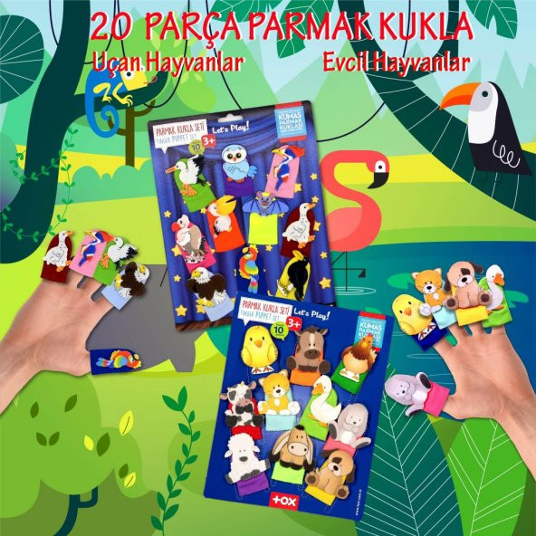 2 Set - 20 Parça Tox Evcil Hayvanlar ve Uçan Hayvanlar Parmak Kukla T771 T222 - 2