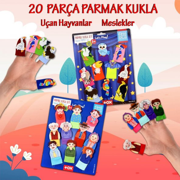 2 Set - 20 Parça Tox Aile Bireyleri ve Uçan Hayvanlar Parmak Kukla T752 T222 - 2