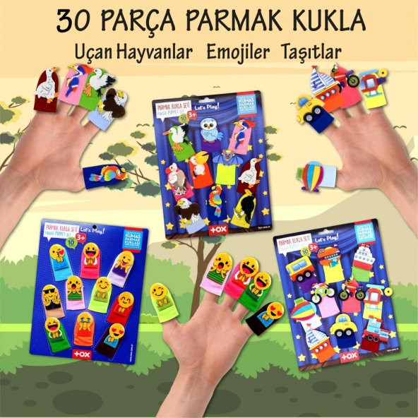3 Set - 30 Parça Tox Taşıtlar, Emojiler ve Uçan Hayvanlar Parmak Kukla T181 T106 T222 - 2
