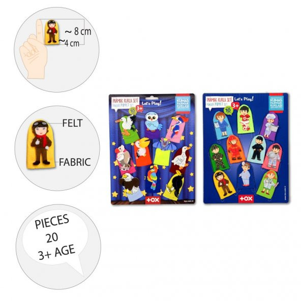 2 Set - 20 Parça Tox Meslekler ve Uçan Hayvanlar Parmak Kukla T761 T222 - 8