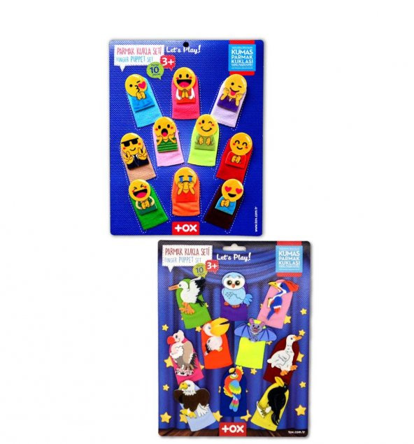 2 Set - 20 Parça Tox Emojiler ve Uçan Hayvanlar Parmak Kukla T106 T222 - 4