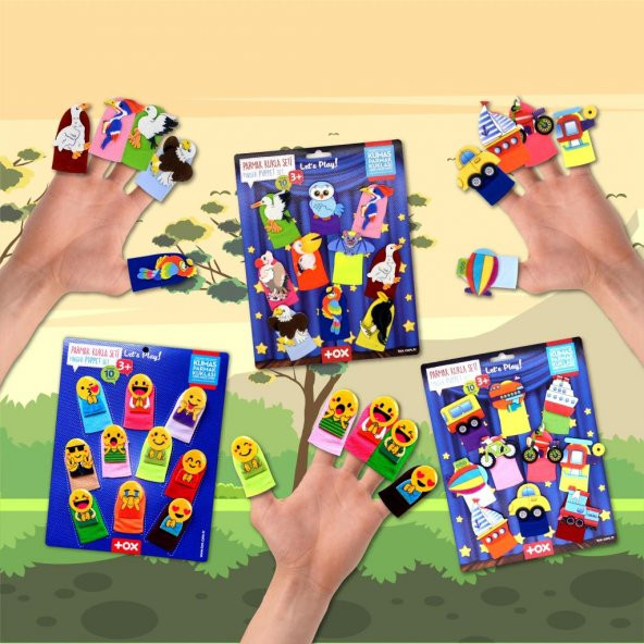 3 Set - 30 Parça Tox Taşıtlar, Emojiler ve Uçan Hayvanlar Parmak Kukla T181 T106 T222 - 5